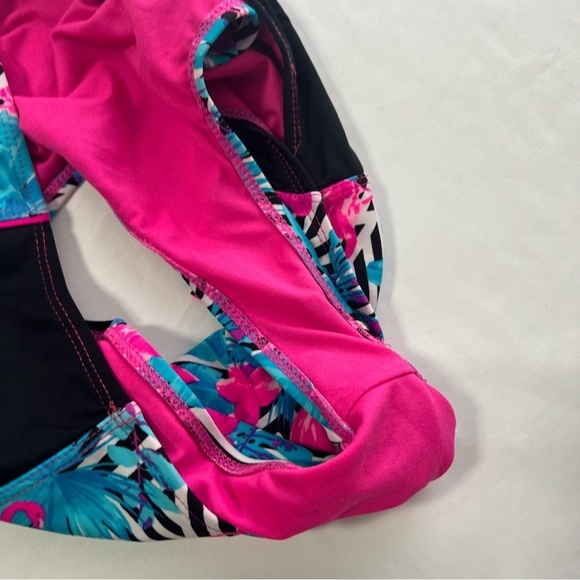 YMI Women’s Large 2 Piece Swimsuit Vibrant Tropical Flamingo Swimwear Set - Picture 4 of 11